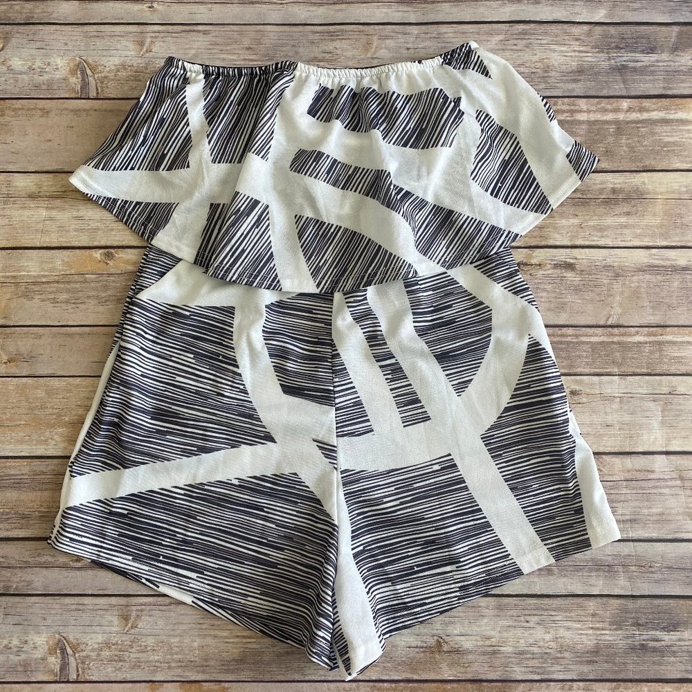 Adorable black and white pattern romper